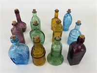 Complete Set Mini Colored Glass Bottles w Box