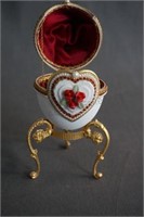 Hand Decorated Real Goose Egg Music Box