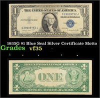 1935G $1 Blue Seal Silver Certificate Grades vf++