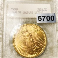 1923 $20 Gold Double Eagle BLANCHARD - MS60+