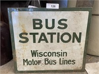 BUS STATION PORCELAIN SIGN - DOUBLE SIDED