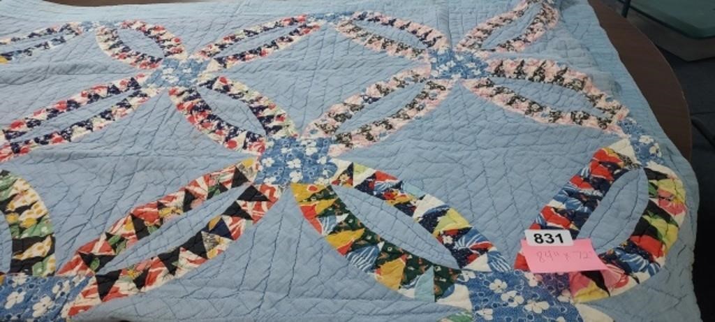 VINTAGE QUILT 84" X 72" (AGE FLAWS, HOLES)