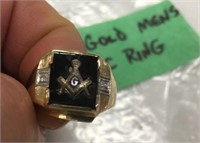 10K Gold Masonic Men's Ring