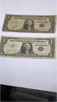 (2) blue seal $1 silver certificates 1935A &