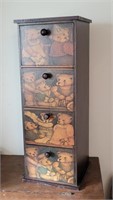 Teddy Bear Vtg Look 4 Drawer Cabinet