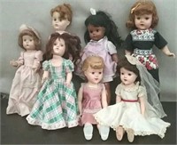 Box-7 Vintage Dolls, Assorted Makers & Sizes