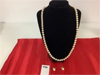 PEARL NECKLACE (G-Silver) & EARRINGS