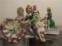 2 Japanese Porcelain Courting Couple Sitters