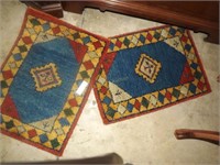 Pair Doormat Sized Knotted Carpets