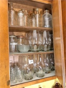 glassware on 3) shelves