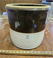 5 Gallon Stoneware Crock- Has Crack on Bottom