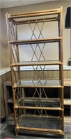 Rattan Bookcase w/ Glass Pane Shelving