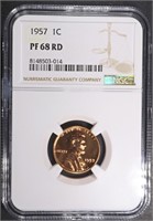 1957 LINCOLN CENT NGC PF68 RD