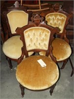 Pair of Victorian upholstered tufted side chairs