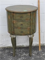 Wood 3 drawer accent table,  22x16x35.5