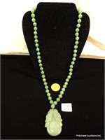 Jade Necklace With Hand Carved Pendant