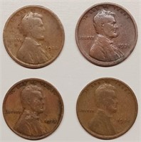 OF) 4 Lincoln Cents 1920's