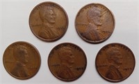 OF) 5 Lincoln cents 1925-1929