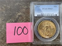 1920 Saint-Gaudens Gold Double Eagle PCGS MS63