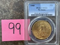 1908 Saint-Gaudens Gold Double Eagle PCGS MS66