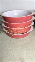 4 pieces pink Pyrex