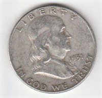 1951 D 90% Silver Franklin Half Dollar Coin