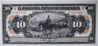 1913 10 PESOS STATE BANK OF CHIHUAHUA MEXICO