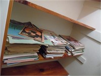 Closet Shelves of Crafting Magazines and Sheet