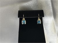 13 K Blue Topaz And Peridot Earrings
