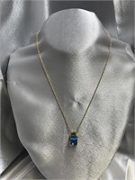 14k Blue Topaz And Peridot Necklace