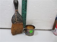 Antique Silver Plated Whisk Broom & SKIPPY Cup