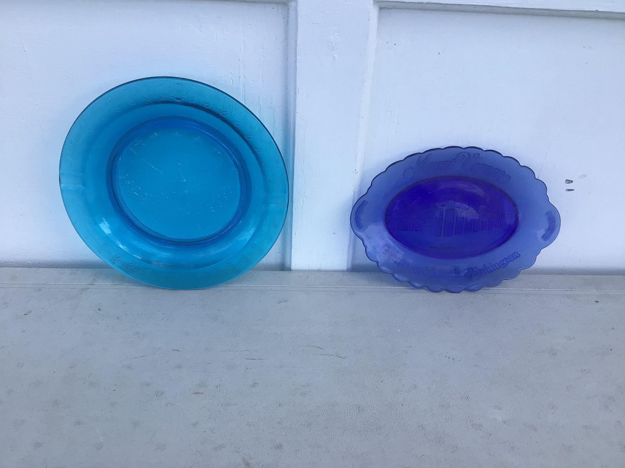 BLUE GLASS PLATES = MOUNT VERNON & EAGLE