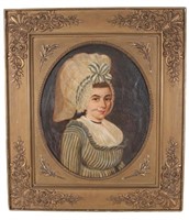 19TH C  PORTRAIT OF A LADY OIL ON CANVAS