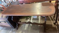 Antique sofa library table - mahogany oval top.