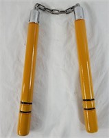 12" Yellow Hardwood nunchuck w/ gloss finish