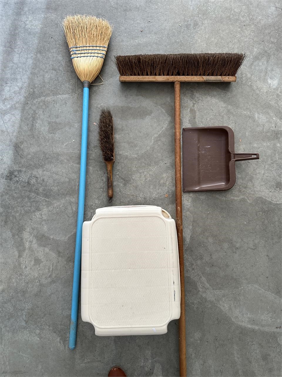 Brooms, Dustpan and Stool
