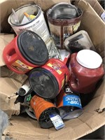 Many cans/ jugs of hardware--nails, etc