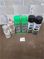 Spray paint, chain and cable fluid, glitter spray