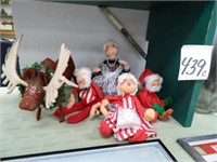(4) Annalee Christmas Dolls & (1) Moose