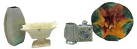 Vtg Decor: Pewter Vase, Pottery, Ceramic Planter