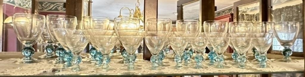 Stemware w/ Aqua Blue Bottoms