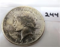 1921 Peace silver dollar, fine