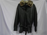 Leather Jacket Removable Faux Fur No Sz Approx M