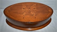 Vtg Inlaid Oval Keepsake Box Butterfly (No Key)