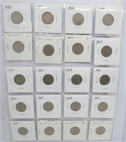 20 "V" nickels, mixed dates