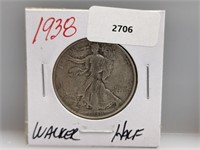 1938 90% Silver Walker Half $1 Dollar