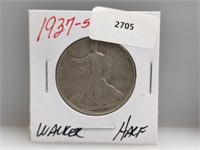 1937-S 90% Silver Walker Half $1 Dollar