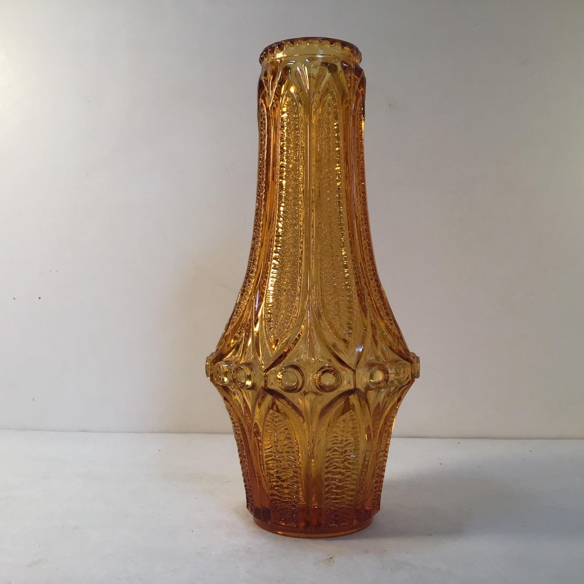 VINTAGE AMBER GLASS VASE