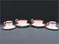 4 AYNSLEY CHINA CUPS W/ SAUCERS (2 DEMI TASSE)