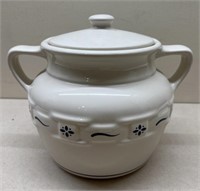 Longaberger pottery cookie jar with handles